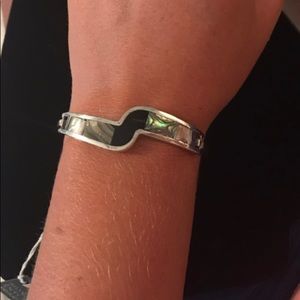 Vintage ABALONE Onyx Bracelet Silver